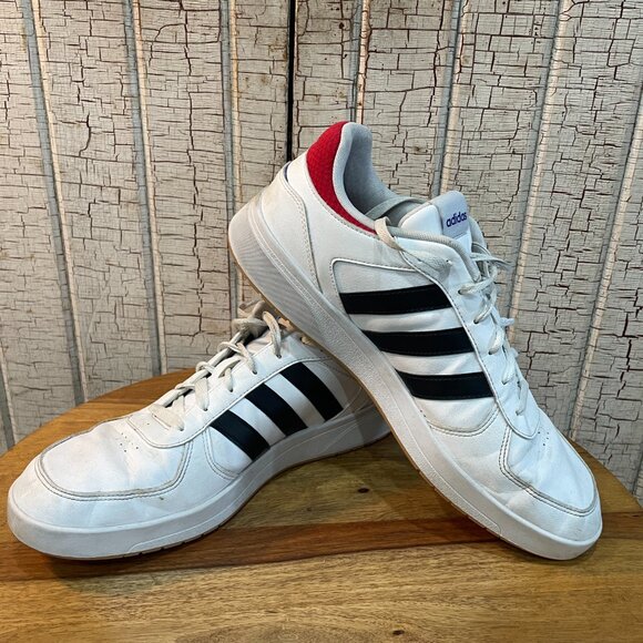 adidas mens 13 COURTBEAT White/Black/Better Scarlet sneakers - Picture 1 of 6